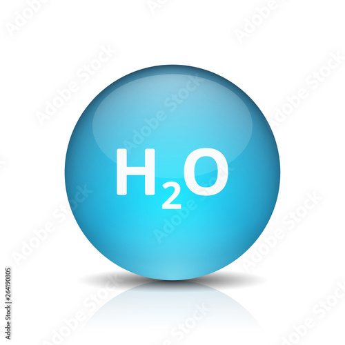 Water H2O drop button illustration