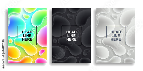 A collection of colorful liquid covers. Wavy shapes with gradient. Modern design. Eps10 vector