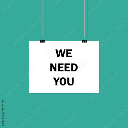 We need you red stamp text on white