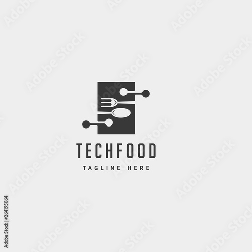 food technology modern simple flat logo template design vector
