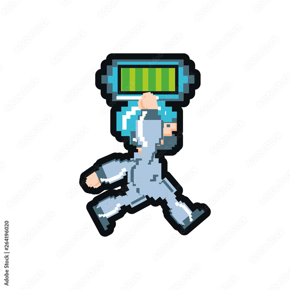 video game avatar with battery pixelated video game avatar with battery pixelated