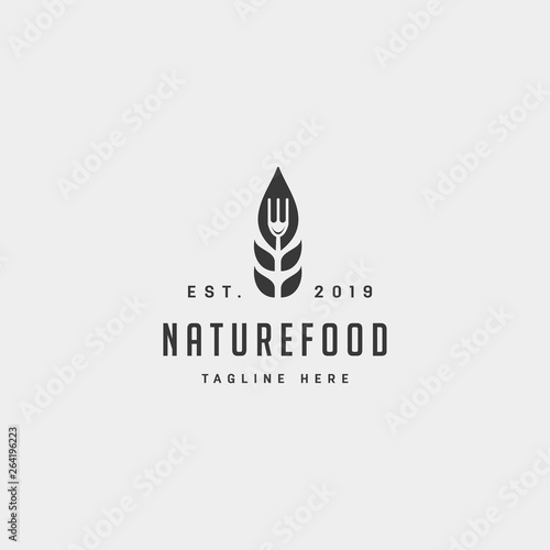 healthy food nature simple flat logo design vector illustration