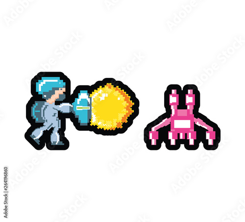 video game with monster animal avatar pixelated