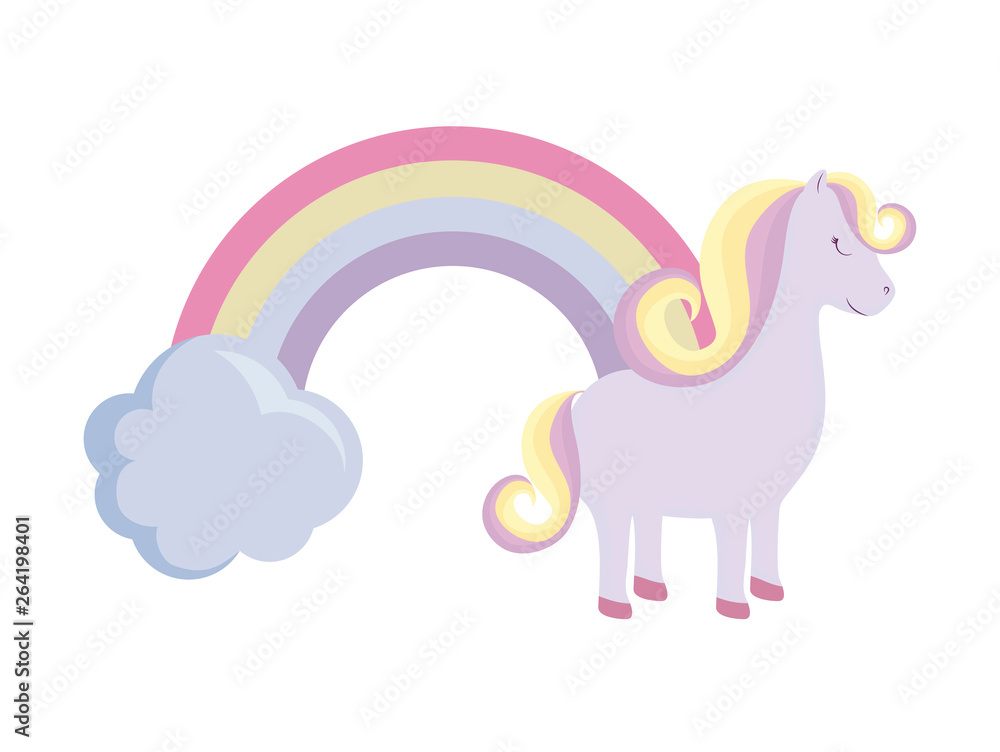 Fototapeta premium cute unicorn animal with rainbow