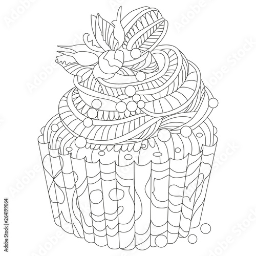 Vector piece of cake with abstract ornaments.
