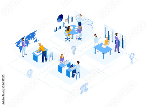 Isometric office team.
