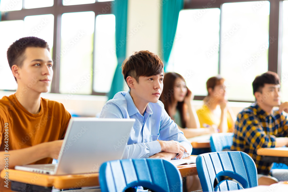 college student studying in classroom college student studying in classroom