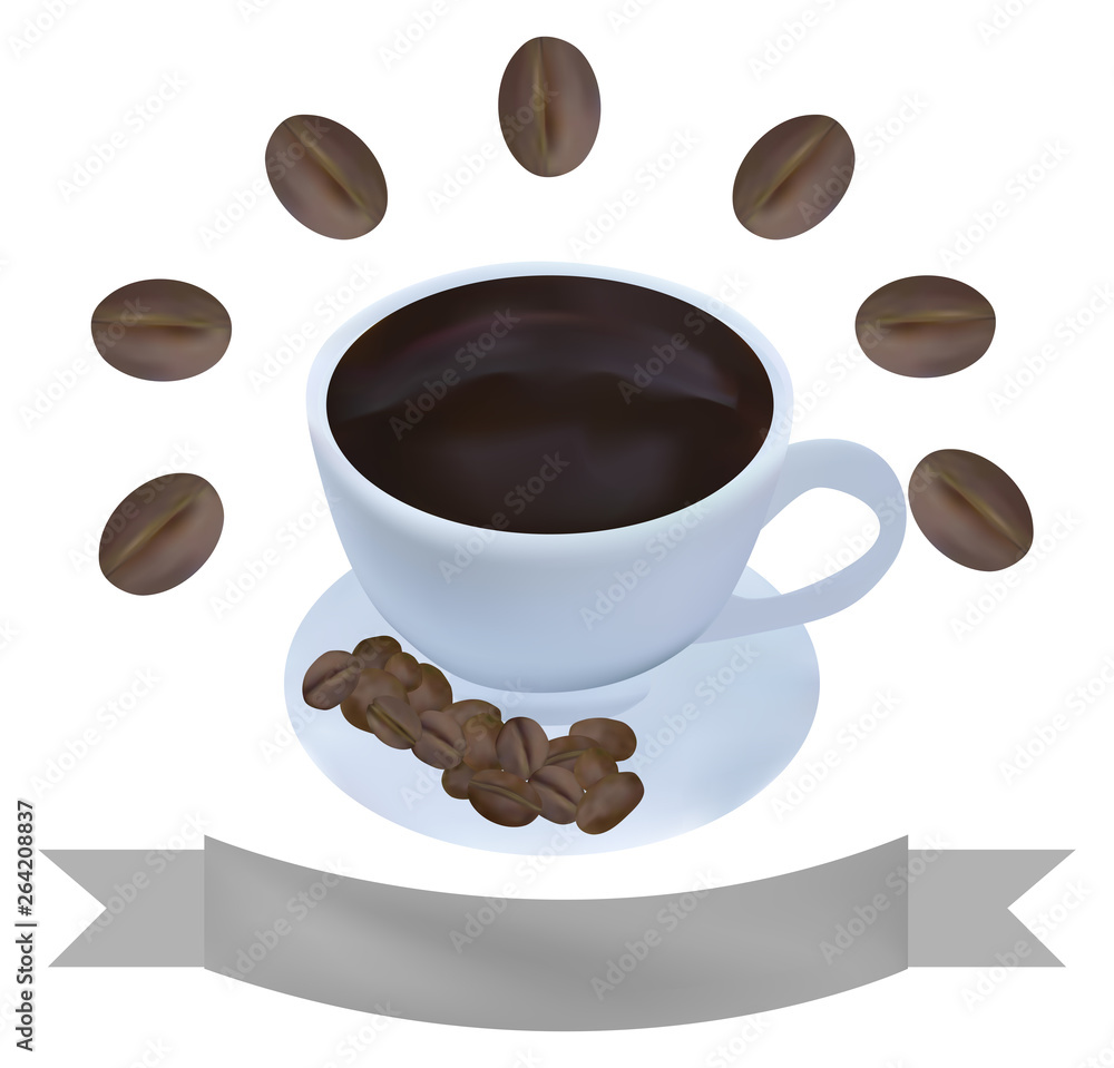 Obraz premium Coffee Cup with coffee bean vector design