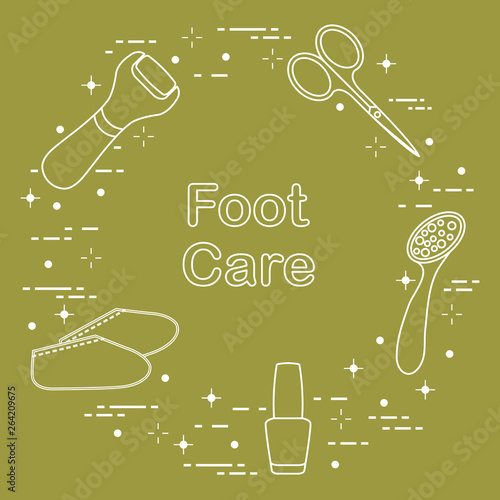 Tools for pedicure. Personal care.