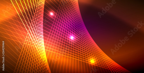 Wallpaper Mural Neon glowing lines, magic energy space light concept, abstract background wallpaper design Torontodigital.ca