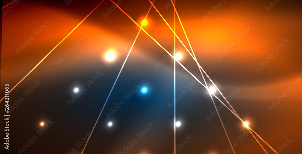 Neon glowing techno lines, blue hi-tech futuristic abstract background template with lights Neon glowing techno lines, blue hi-tech futuristic abstract background template with lights