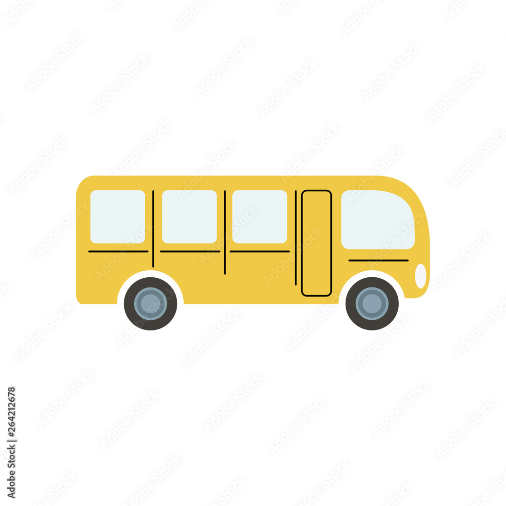 School bus color icon simple flat style illustration isolated on white background
