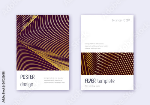 Minimalistic cover design template set. Gold abstr