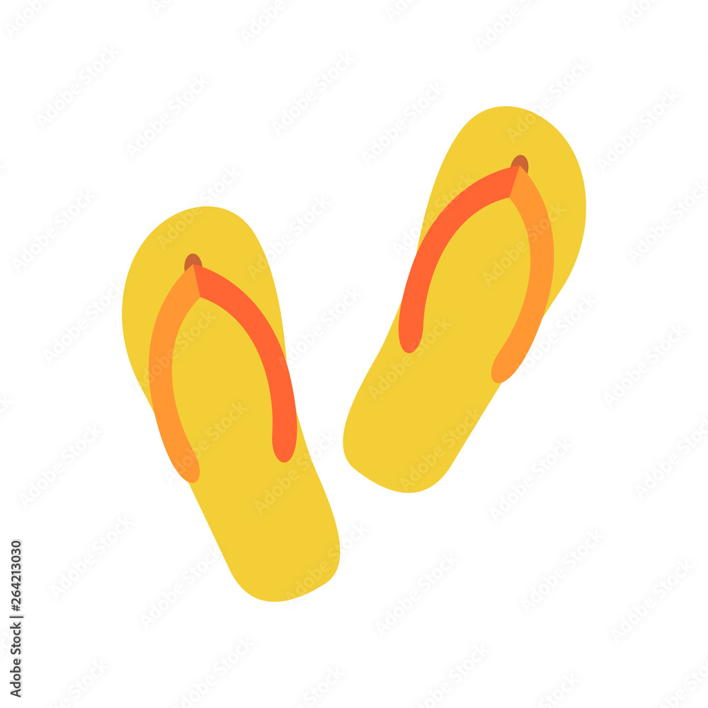 Flip flops color icon simple flat style illustration isolated on white background Flip flops color icon simple flat style illustration isolated on white background