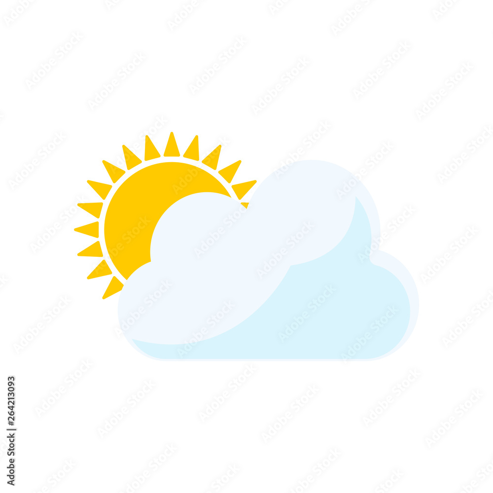Sun cloud weather color icon simple flat style illustration isolated on white background Sun cloud weather color icon simple flat style illustration isolated on white background