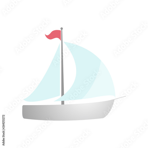 Sail boat color icon simple flat style illustration isolated on white background