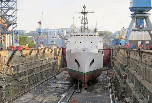 the Vladivostok, the Golden horn, the Dalzavod ship in dry dock