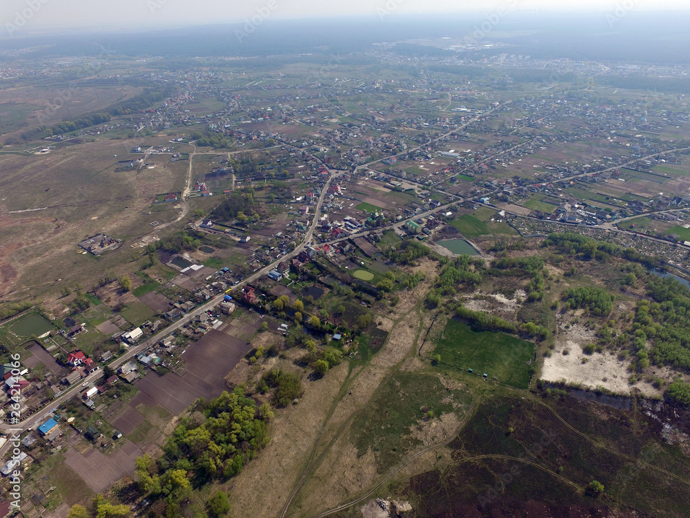 Aerial view of the Saburb landscape (drone image) Near Kiev,Ukraine