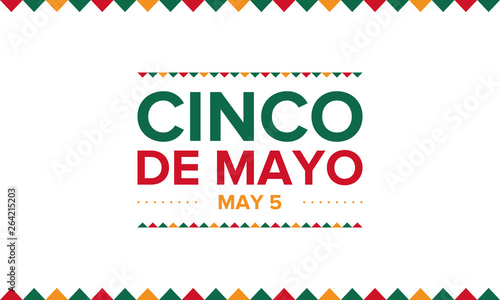 Cinco de Mayo in Mexico. Traditional national public holiday in Mexico. Festive party. Design for holiday greeting card, invitation, poster, banner or background. Vector illustration