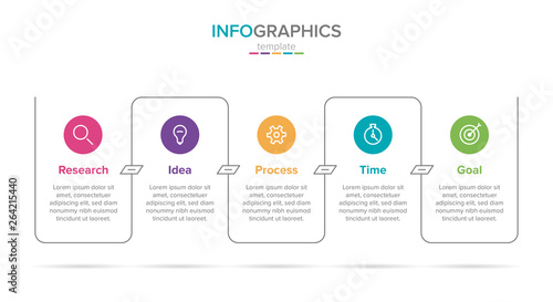Vector infographic label template with icons. 5 options or steps. Infographics for business concept. Can be used for info graphics, flow charts, presentations, web sites, banners, printed materials.