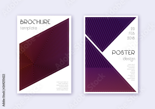 Triangle cover design template set. Violet abstrac