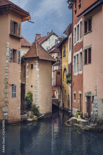 The view chanal with old houses in medieval town Annecy, France