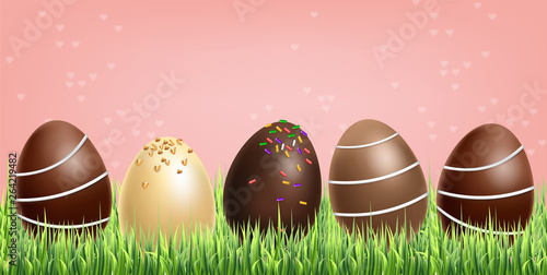 Chocolate eggs set Vector realistic. Milk chocolate and dark chocolate. 3d detailed poster or label collections