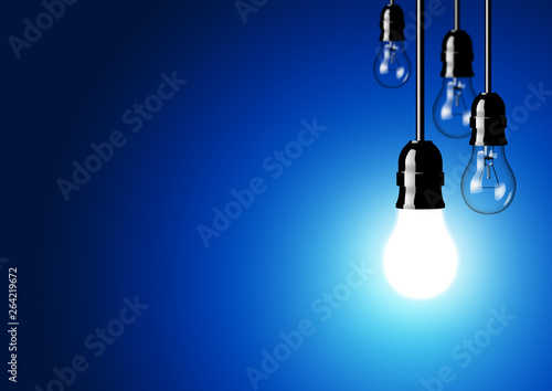 Incandescent light bulbs background for idea, innovation and motivation theme