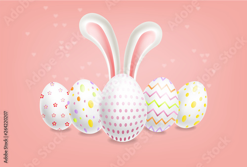 Easter eggs Vector realistic. Spring holiday banner. 3d detailed poster templ...