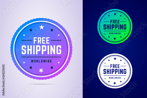 Free shipping label for fast delivery. Round tag for delivery services and online stores. Vector illustration