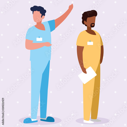 interracial male medicine workers with uniforms