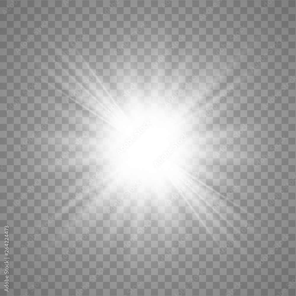 White shining vector sun - obrazy, fototapety, plakaty 