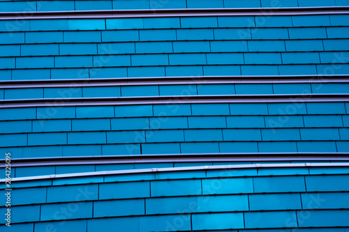 blue wall of modern building