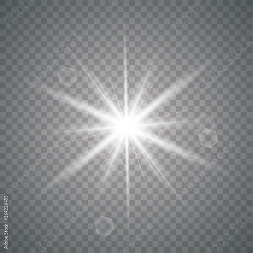 White shining vector sun