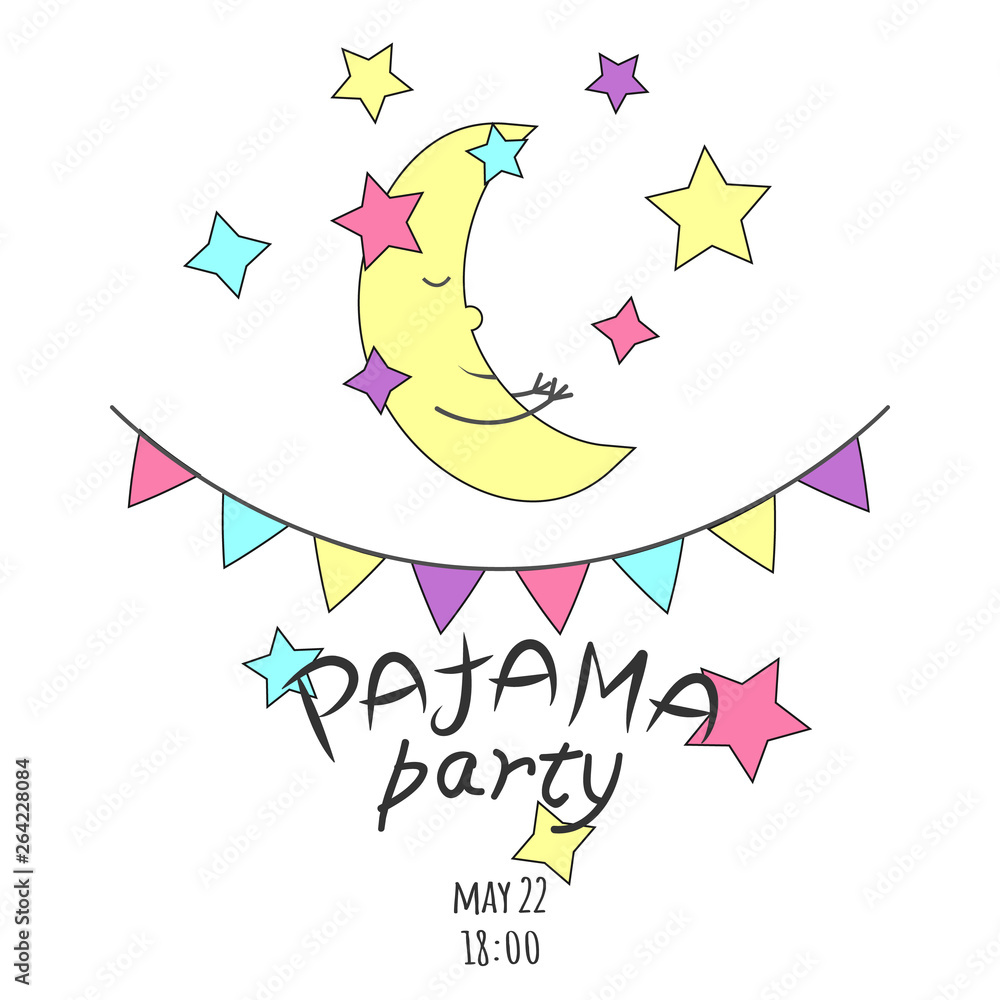Vector Illustration With Moon crescent Stars Pennants And 