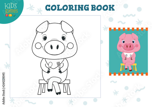 Copy and color picture vector illustration, exercise