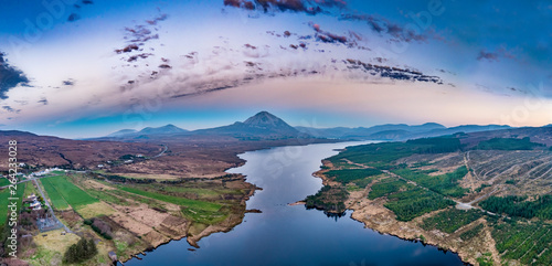 Sunset above mount errigal and Lough Nacung Lower , County Donegal - Ireland