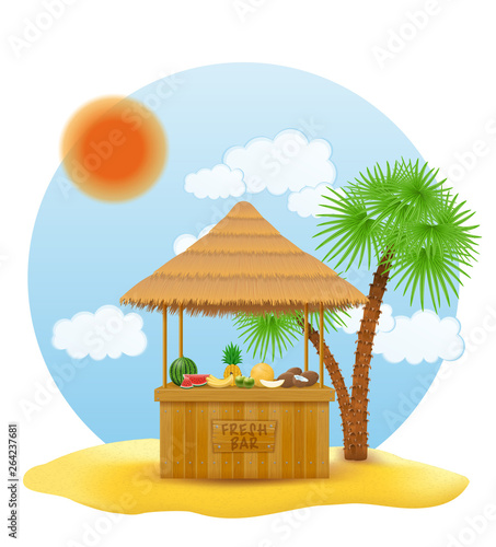 beach stall fresh bar for summer holidays on resort in the tropics vector illustration