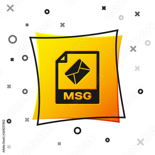 Black MSG file document icon. Download msg button icon isolated on white background. MSG file symbol. Yellow square button. Vector Illustration