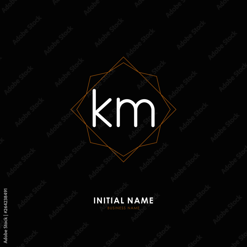 K M KM Initial logo letter with minimalist concept. Vector with scandinavian style logo.