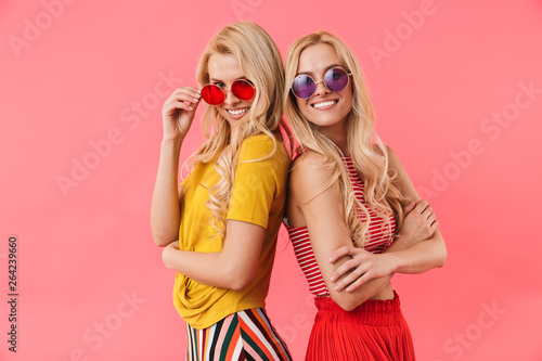 Smiling blonde twins in sunglasses having fun © Drobot Dean
