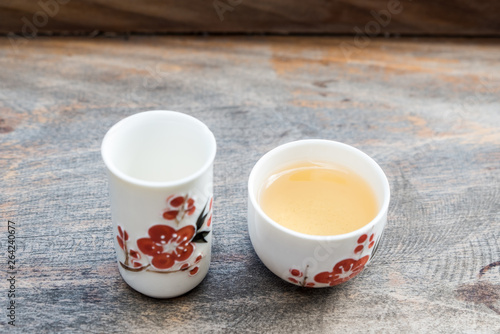 Oolong tea in the traditional Chinese style cup.