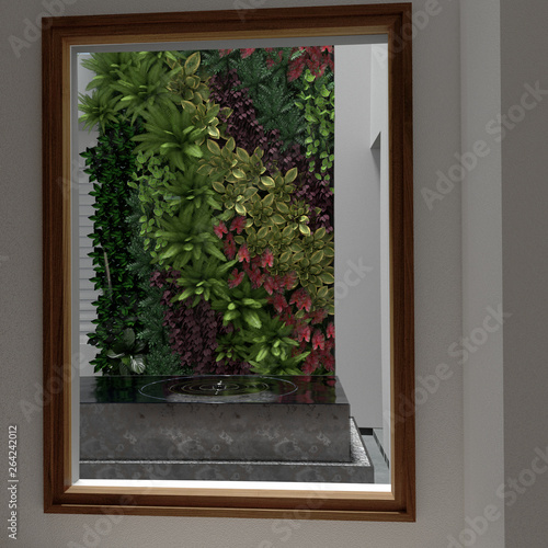 window with red flowers (ID: 264242012)