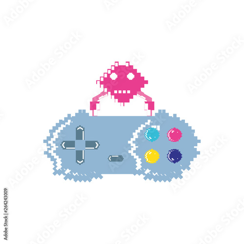 video game control with alien pixelated