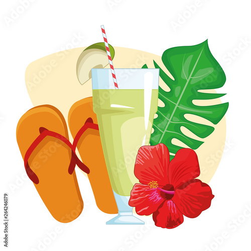 tropical drink with sandals