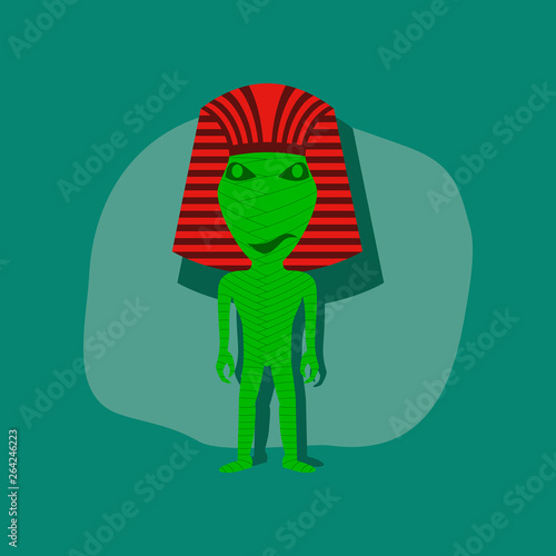 paper sticker on stylish background mummy halloween monster
