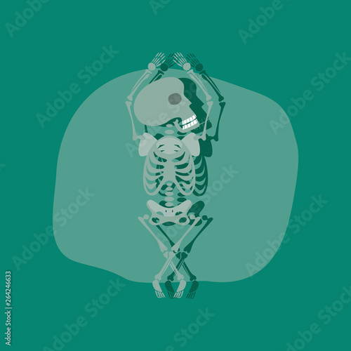 paper sticker on stylish background skeleton Halloween monster