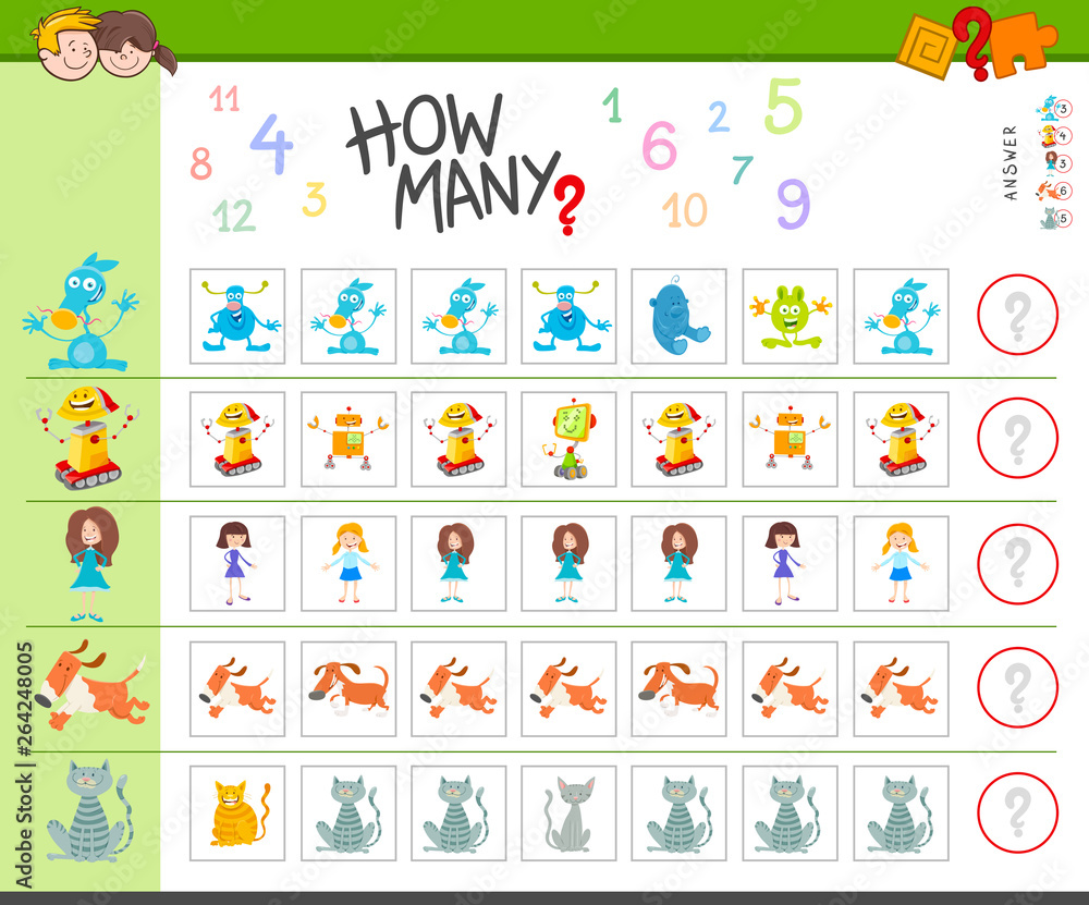 counting game with cartoon characters