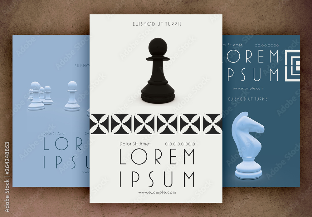 Poster Layouts with Chess Pieces Stock Template | Adobe Stock