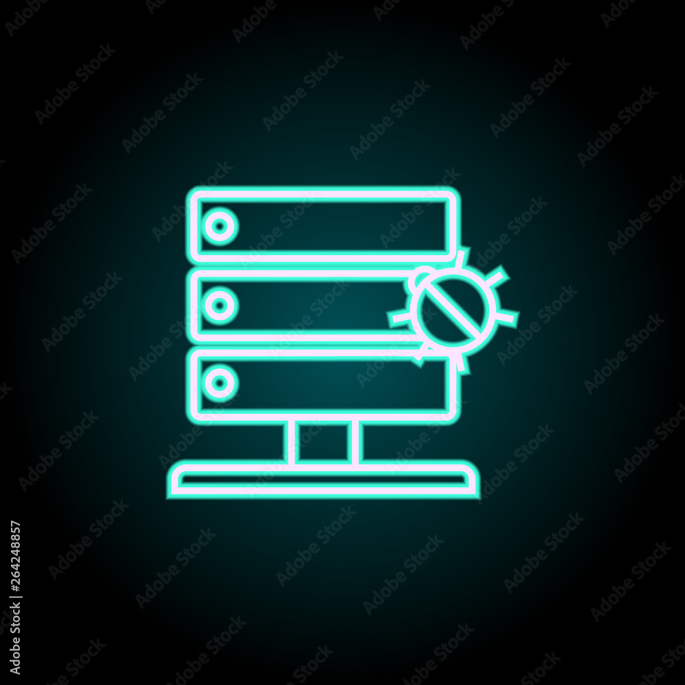 beetle in the server neon icon. Elements of Virus, antivirus set. Simple icon for websites, web design, mobile app, info graphics beetle in the server neon icon. Elements of Virus, antivirus set. Simple icon for websites, web design, mobile app, info graphics